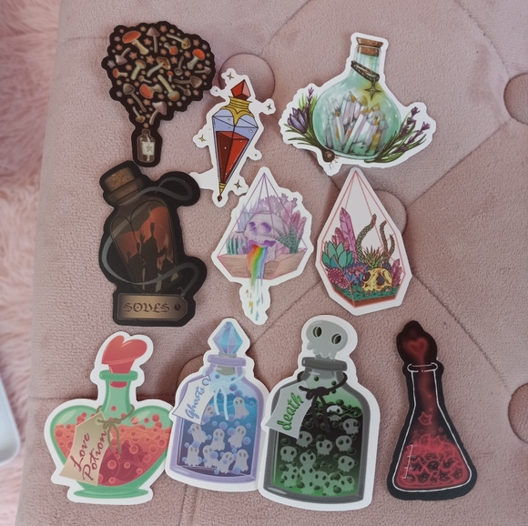 Hot Topic Accessories - Set of 10 super cute witchy gothic stickers!